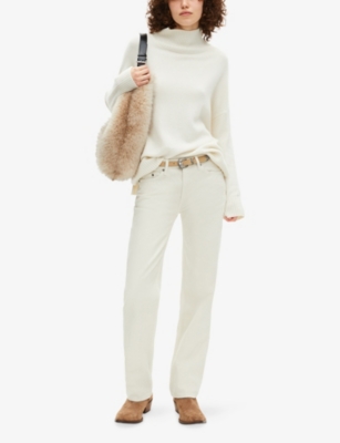 The Kooples Womens Ecru High-neck Relaxed-fit Cashmere-blend Jumper Xs In White