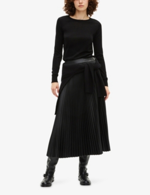 The Kooples Womens Black Round-neck Long-sleeve Wool Jumper In Black