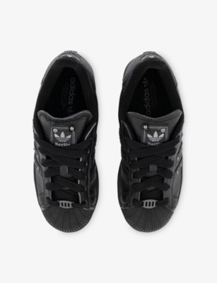 Adidas Originals Womens Core Black Carbon Iron M Superstar Ii Leather Trainers In Black