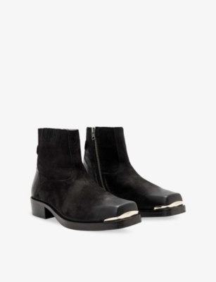 Allsaints Mens Black Orla Leather Ankle Boots Eur 44 / 10 Uk In Black