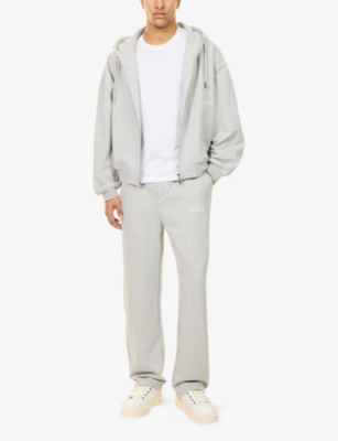Belier Mens Grey Marl Logo-embroidered Straight-leg Cotton-jersey Jogging Bottoms In Gray