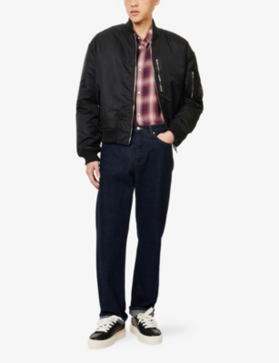 Belier Mens Black Padded Long-sleeve Nylon Bomber Jacket In Black