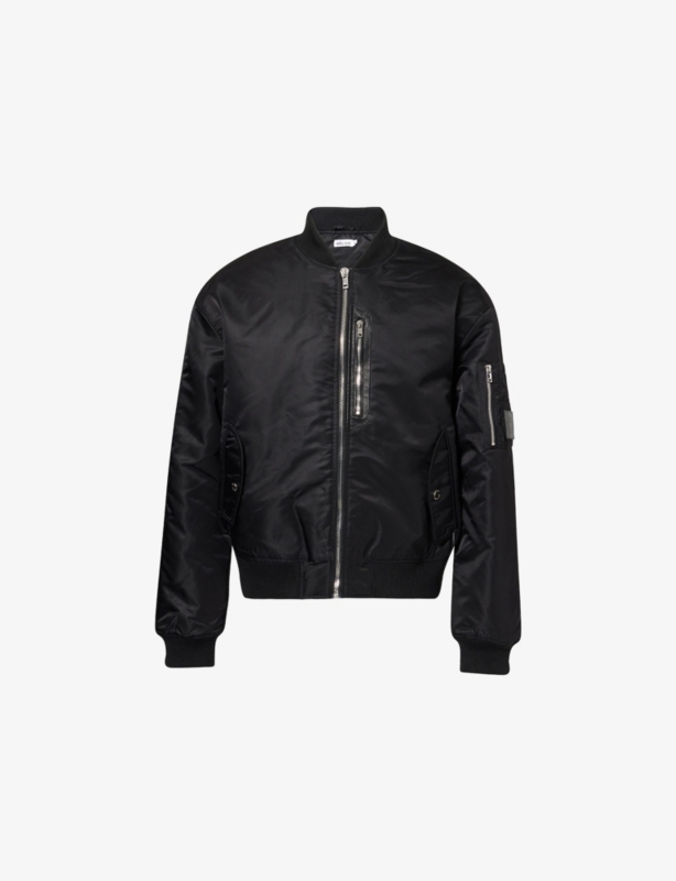 Padded Long-Sleeve Nylon Bomber Jacket