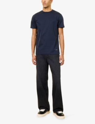 Belier Mens Navy Mercerised Short-sleeve Cotton T-shirt In Blue