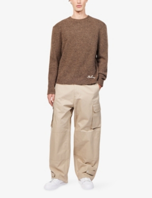 Belier Mens Brown Boxy Alpaca Wool-blend Knitted Jumper Xs In Brown