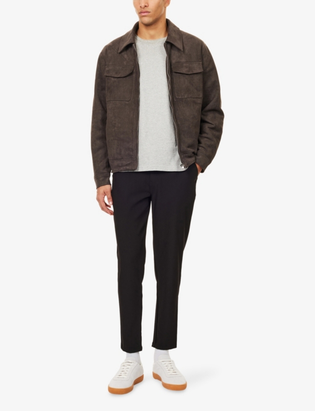 Regular-Fit Spread-Collar Faux-Suede Jacket