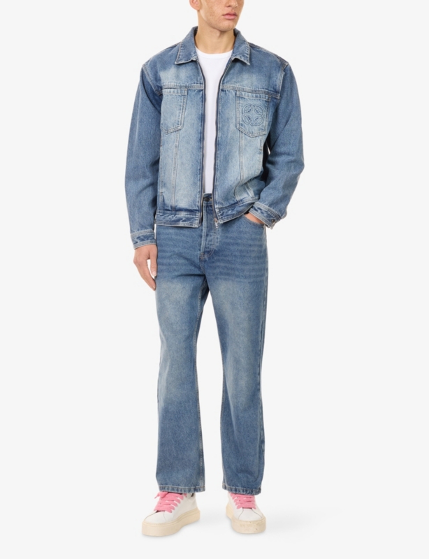 Embossed Pocket Relaxed-Fit Denim Jeans