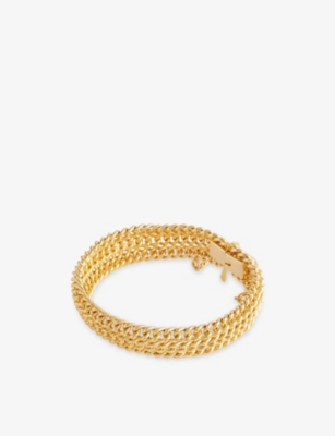 Jennifer Gibson Jewellery Womens Pre-loved Triple Curb Link Gold-plated Metal Bracelet
