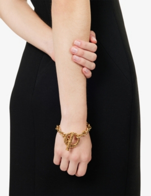 Jennifer Gibson Jewellery Womens Pre-loved Citrine Embellished Chain Gold-plated Metal Bracelet Gold Champagne In Gold