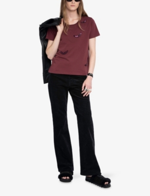 ZADIG&VOLTAIRE: Alys Wing-Appliqué Cotton-Jersey T-Shirt