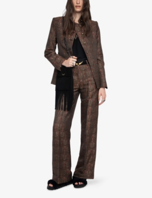 Zadig & Voltaire Womens Black Paisley-pattern High-rise Woven Trousers In Black