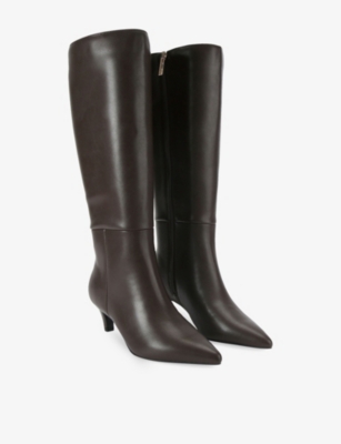 Kg Kurt Geiger Womens Brown Tansy Leather Heeled Knee-high Boots Eur 37 / 4 Uk In Brown