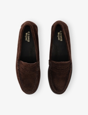Bass Womens Chocolate Suede Weejuns Suede Penny Loafers Eur 40 / 7 Uk In Brown