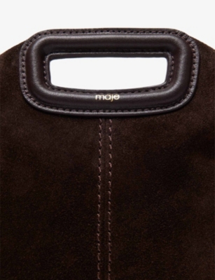 Maje Womens Dark Brown Miss M Suede Shoulder Bag In Brown
