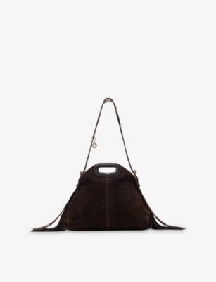 Maje Womens Dark Brown Miss M Suede Shoulder Bag In Brown