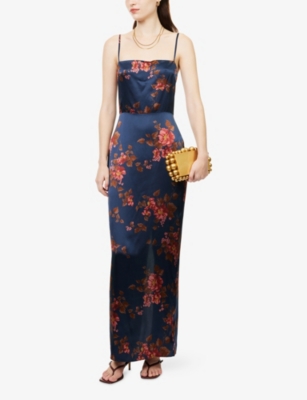 Reformation Womens Lyric Frankie Floral Silk Midi Dress In Multi