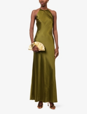 Reformation Womens Moss Garden Jeany Silk Maxi Dress In Green