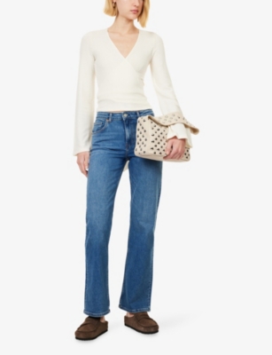 Reformation Womens  Kylen Wrap-front Knitted Top In White