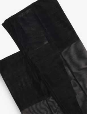Mugler Womens Black Sheer Mesh Stretch-woven Long Gloves In Black