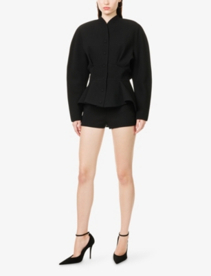 Mugler Womens Black Darted High-rise Woven Shorts In Black