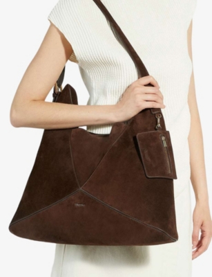 Dune Womens Dark Brown Suede Dearest Suede Hobo Shoulder Bag In Brown
