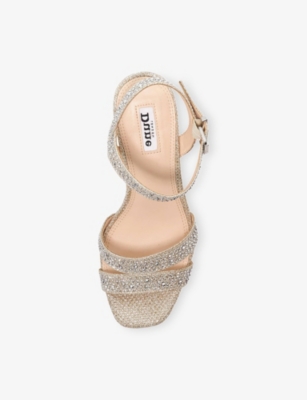 Dune Womens Gold Synthetic Manifesting Woven Heeled Sandals Eur 40 / 7 Uk In Gold