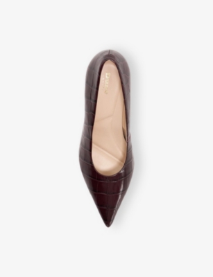 Dune Womens Burgundy Croc Leather Aspiring Heeled Leather Courts Eur 38/5 Uk In Burgundy