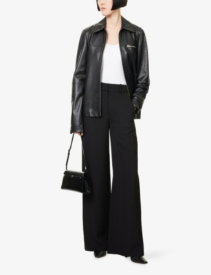 Veronica Beard Womens Black Cole Wide-leg Stretch-woven Trousers In Black