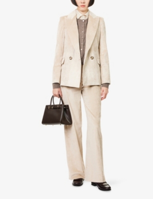 Veronica Beard Womens Heathered Sand Sevyn Dickey Peak-lapels Stretch-cotton Blend Jacket In Neutral