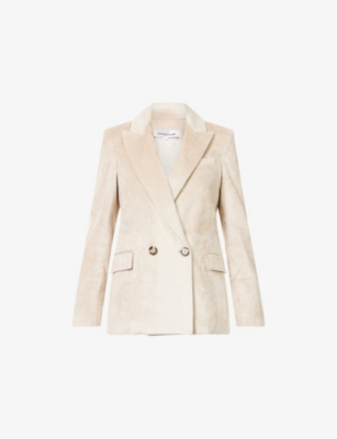 Veronica Beard Womens Heathered Sand Sevyn Dickey Peak-lapels Stretch-cotton Blend Jacket In Neutral