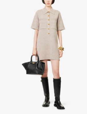 Veronica Beard Womens Oatmeal Melange Madden Short-sleeves Wool Mini Dress In Neutral