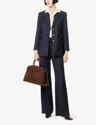 Veronica Beard Womens Navy Nalani Dickey Peak-lapels Stretch-wool Blend Jacket In Blue