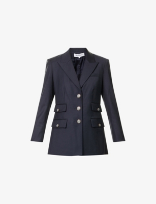 Veronica Beard Womens Navy Nalani Dickey Peak-lapels Stretch-wool Blend Jacket In Blue