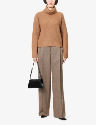 Veronica Beard Womens Dark Acorn Melange Matilda Turtleneck Wool And Cashmere Jumper In Brown