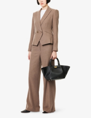 Veronica Beard Womens Lichen Melange Giovanna Wide-leg Stretch-woven Trousers In Nude
