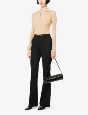 Veronica Beard Womens Black Gracie Belted Stretch-wool Trousers In Black