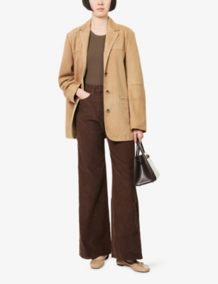 Veronica Beard Womens Volcanic Dust Taylored Corduroy Wide-leg Cotton Trousers In Brown