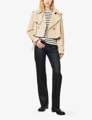 7 FOR ALL MANKIND: Tess Wide-Leg Coated-Denim Trousers