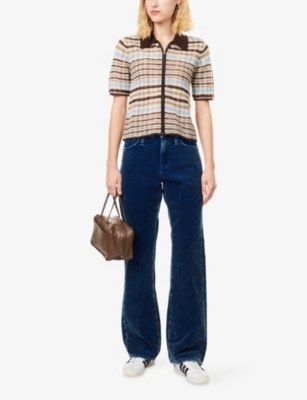 7 For All Mankind Womens Oxnard Tess Wide-leg Corduroy Trousers In Blue