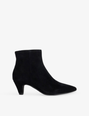 Dune Womens Black Suede Omira Heeled Suede Sock Boots Eur 41 / 8 Uk In Black