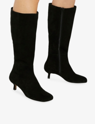 DUNE: Searing Heeled Suede Knee-High Boots