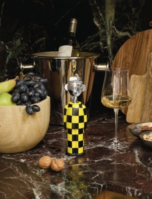 Alessi Alessandro M. - Giallo E Nero Alki-paper And Chrome-plated Zamak Corkscrew 21cm Yellow And Black