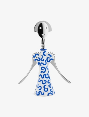 Alessi Anna G. Delft  Alki-paper And Chrome-plated Zamak Corkscrew 24.5cm White And Blu In Multi