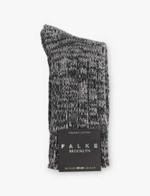 Falke Mens Black Brooklyn Stretch Cotton-blend Socks In Black