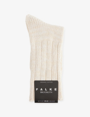 Falke Mens Sandstone Brooklyn Stretch Cotton-blend Socks In Neutral