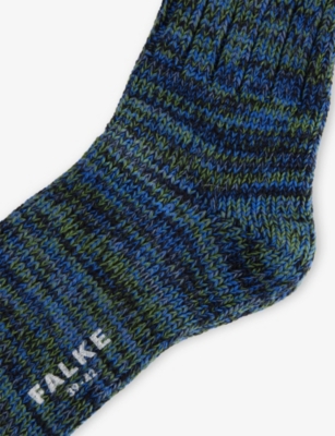 Falke Mens Water Brooklyn Stretch Cotton-blend Socks In Blue
