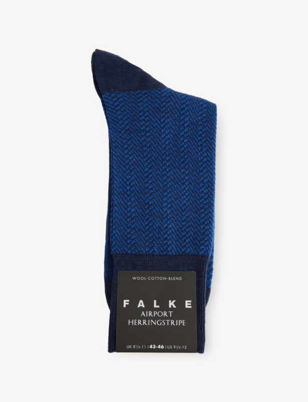 Airport Herringstripe Wool and Cotton-Blend Socks
