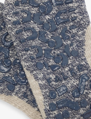 Falke Mens Light Grey Lodge Homepad Cotton-blend Knitted House Socks In Gray