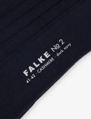Falke Mens Dark Navy No 2 Finest Cashmere-blend Crew-length Socks In Blue