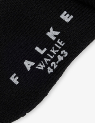 Falke Mens Black Walkie Ergo Stretch Wool-blend Socks In Black